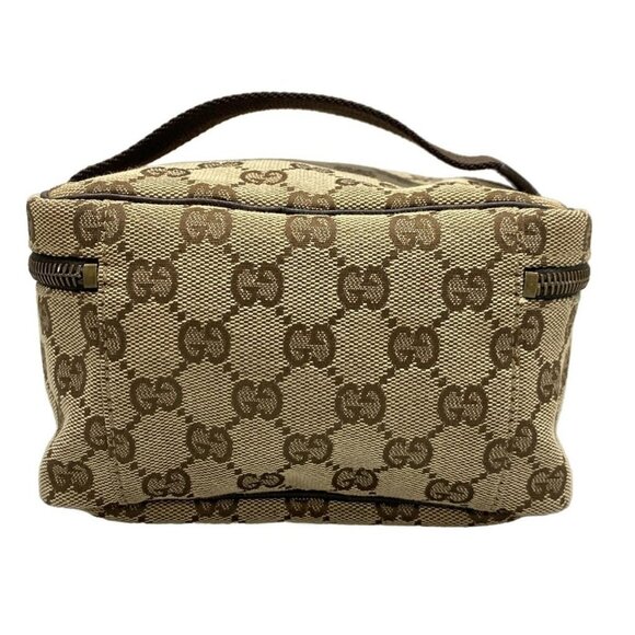 Auth GUCCI GG 106646 Beige Dark Brown Jacquard - Vanity Bag - Picture 3 of 16